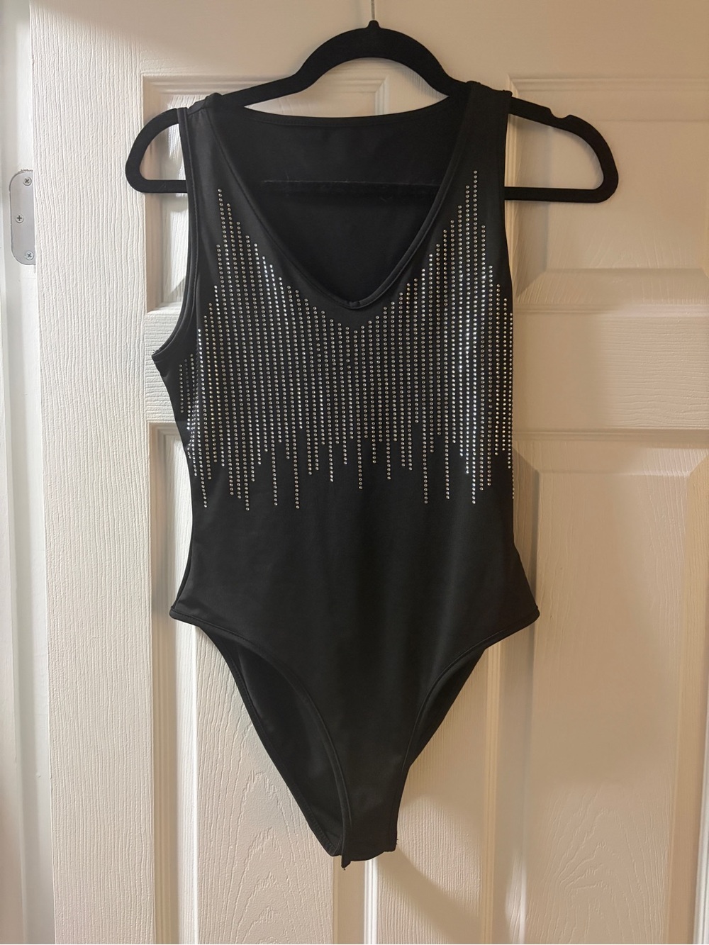 Girls Black Sleeveless One-Piece with Silver Stud Detail
